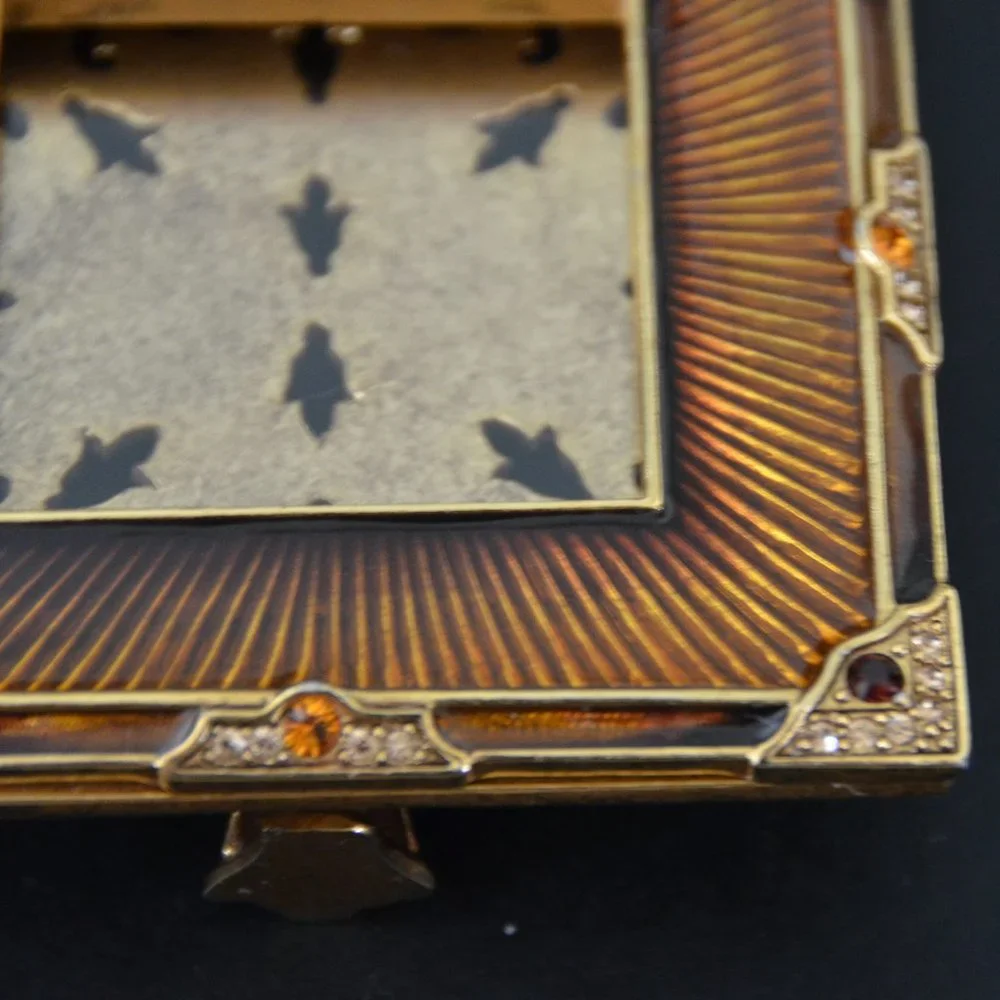 RARE JAY STRONGWATER FALL AUTUMN ALDEN SUNBURST ART DECO CRYSTAL ENAMEL FRAME
